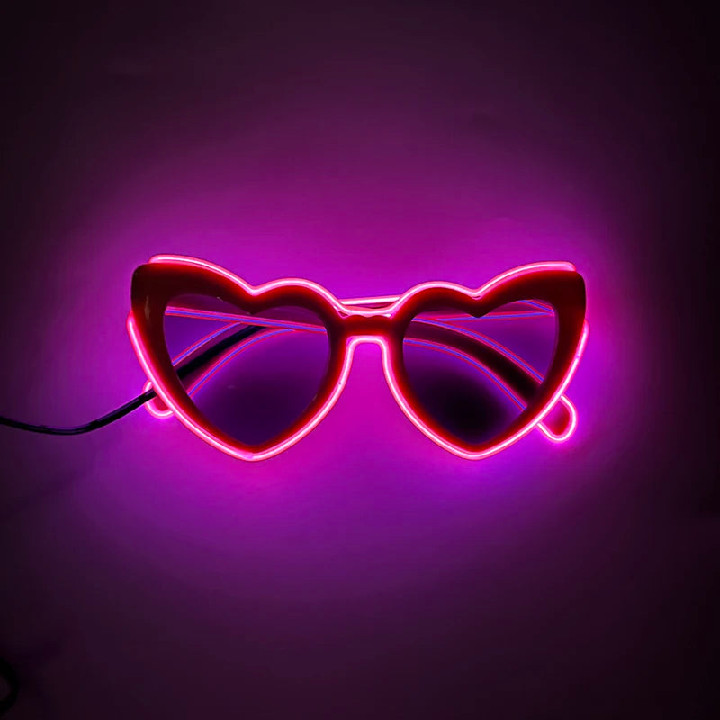LED Heart Festival Glasses – Light Up Love Heart Sunglasses for Festivals, Parties & Bachelorette Events