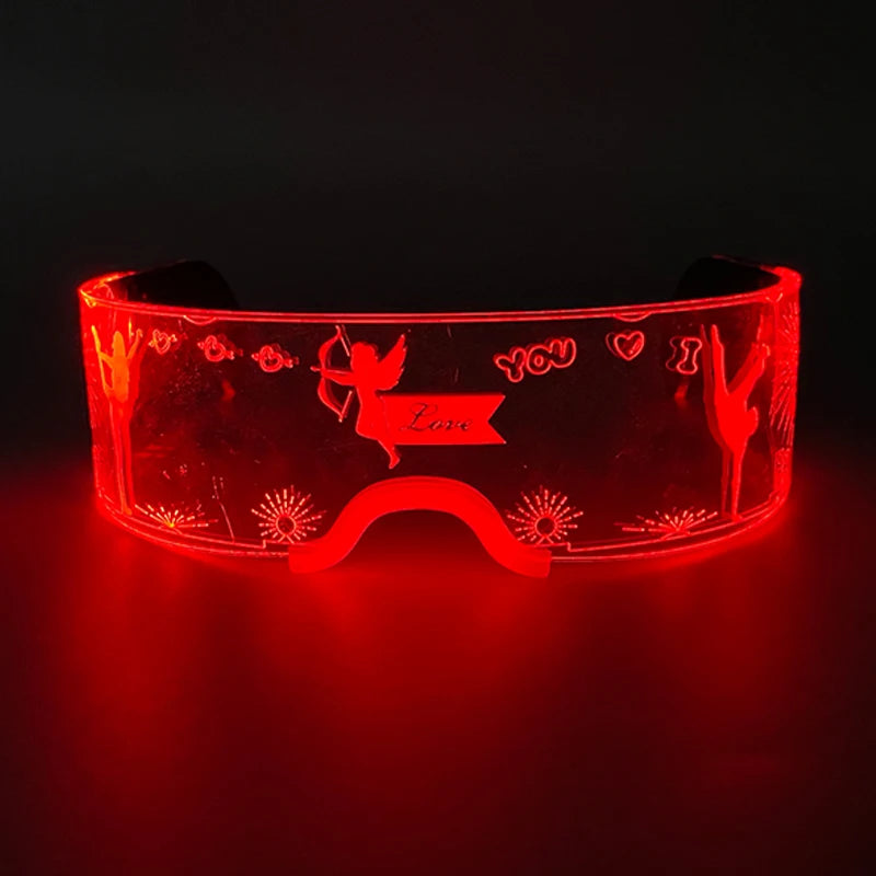 Rainbow LED Festival Glasses – Futuristic Light Up DJ Sunglasses for Raves, Concerts & Night Parties