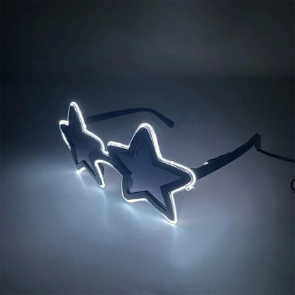 LED Star Festival Glasses – Light Up Rave Party Sunglasses for Festivals, Concerts & Night Events