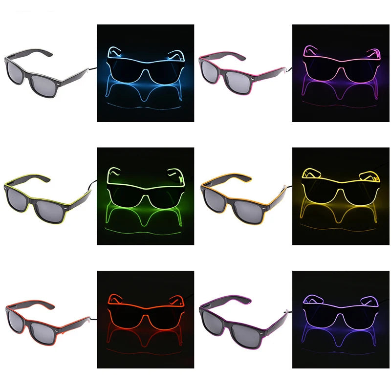 Flashing LED Festival Glasses – EL Wire Light Up Sunglasses for Rave Parties, Music Festivals & Night Events