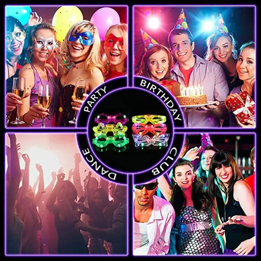 LED Star Festival Glasses – Multi Color Light Up Party Sunglasses for Raves, Festivals & Night Events