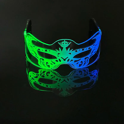 Rainbow LED Festival Glasses – Futuristic Light Up DJ Sunglasses for Raves, Concerts & Night Parties
