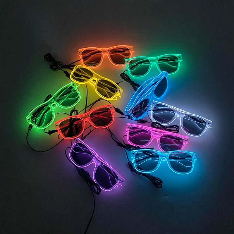 LED Rave Cosplay Glasses – Neon Light Up Festival Goggles for Music Festivals, DJ Parties & Clubs