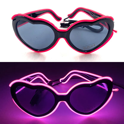 LED Heart Festival Glasses – Light Up Love Heart Sunglasses for Festivals, Parties & Bachelorette Events