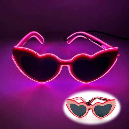 LED Heart Festival Glasses – Light Up Love Heart Sunglasses for Festivals, Parties & Bachelorette Events
