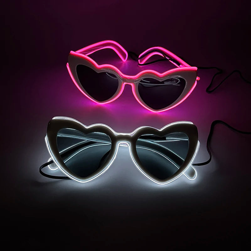 LED Heart Festival Glasses – Light Up Love Heart Sunglasses for Festivals, Parties & Bachelorette Events