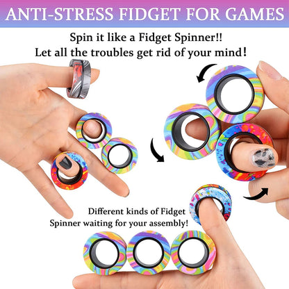 Magnetic Fidget Rings – 3PCS Stress Relief Spinner Toy Set