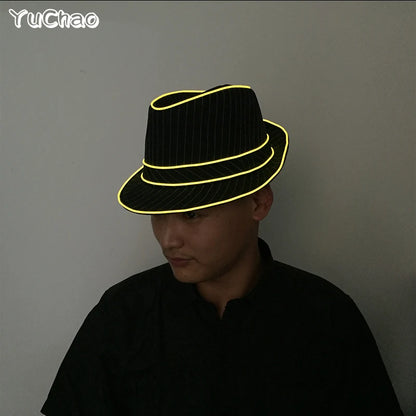 LED Fedora Festival Hat – Light Up Neon Party Hat for Raves, Concerts & Nightclub Events