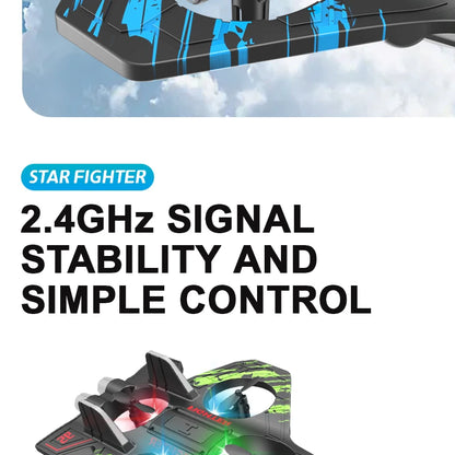 LED Remote Control Fighter Plane – 2.4G RC Foam Glider with Stunt Flight