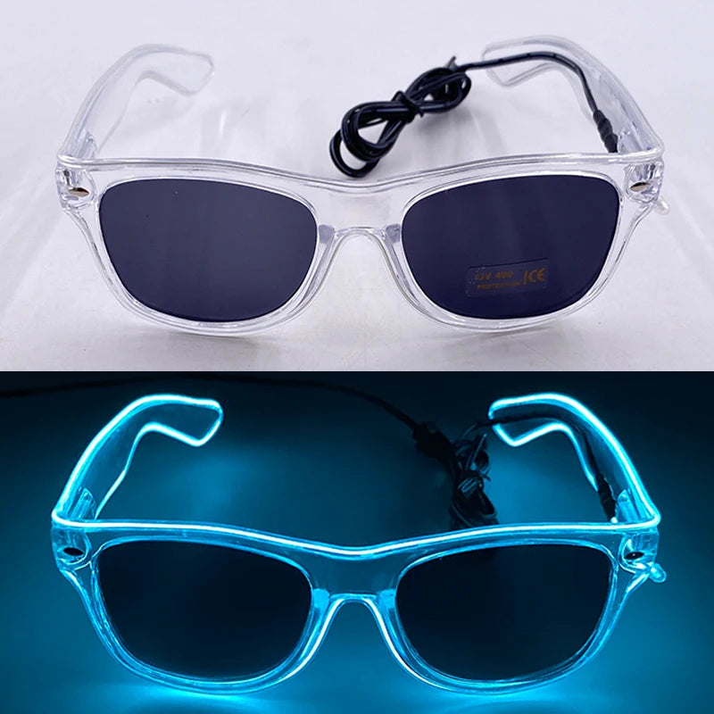 LED Rave Cosplay Glasses – Neon Light Up Festival Goggles for Music Festivals, DJ Parties & Clubs