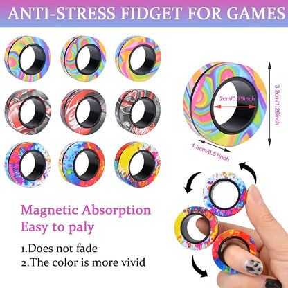 Magnetic Fidget Rings – 3PCS Stress Relief Spinner Toy Set