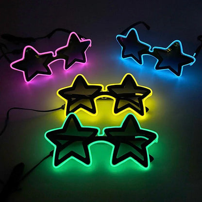LED Star Festival Glasses – Light Up Rave Party Sunglasses for Festivals, Concerts & Night Events