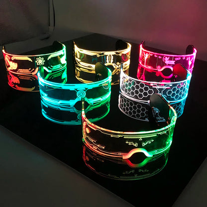 Rainbow LED Festival Glasses – Futuristic Light Up DJ Sunglasses for Raves, Concerts & Night Parties