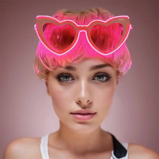 LED Heart Festival Glasses – Light Up Love Heart Sunglasses for Festivals, Parties & Bachelorette Events