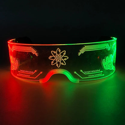 Rainbow LED Festival Glasses – Futuristic Light Up DJ Sunglasses for Raves, Concerts & Night Parties