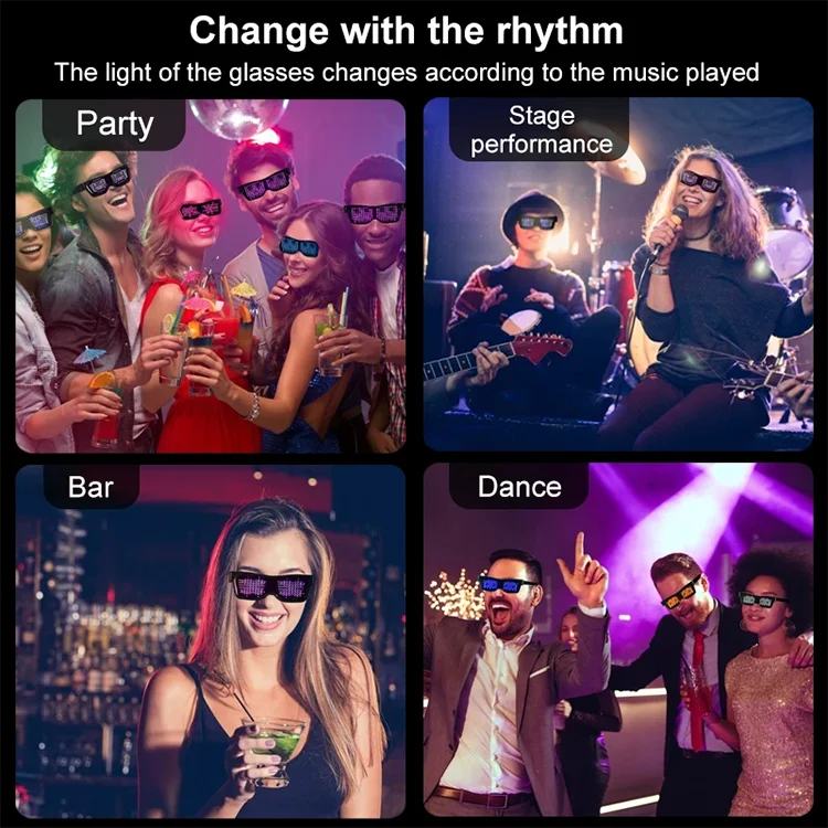LED Smart Glasses – Bluetooth App Control LED Display Glasses for Music Festivals, Raves & Summer Parties