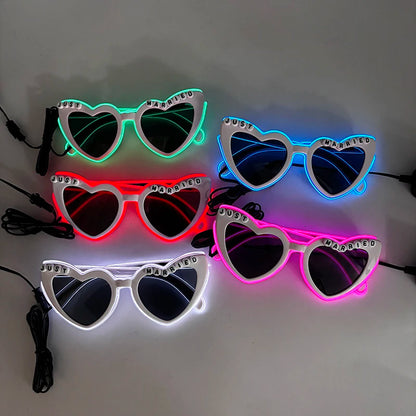 LED Heart Festival Glasses – Light Up Love Heart Sunglasses for Festivals, Parties & Bachelorette Events