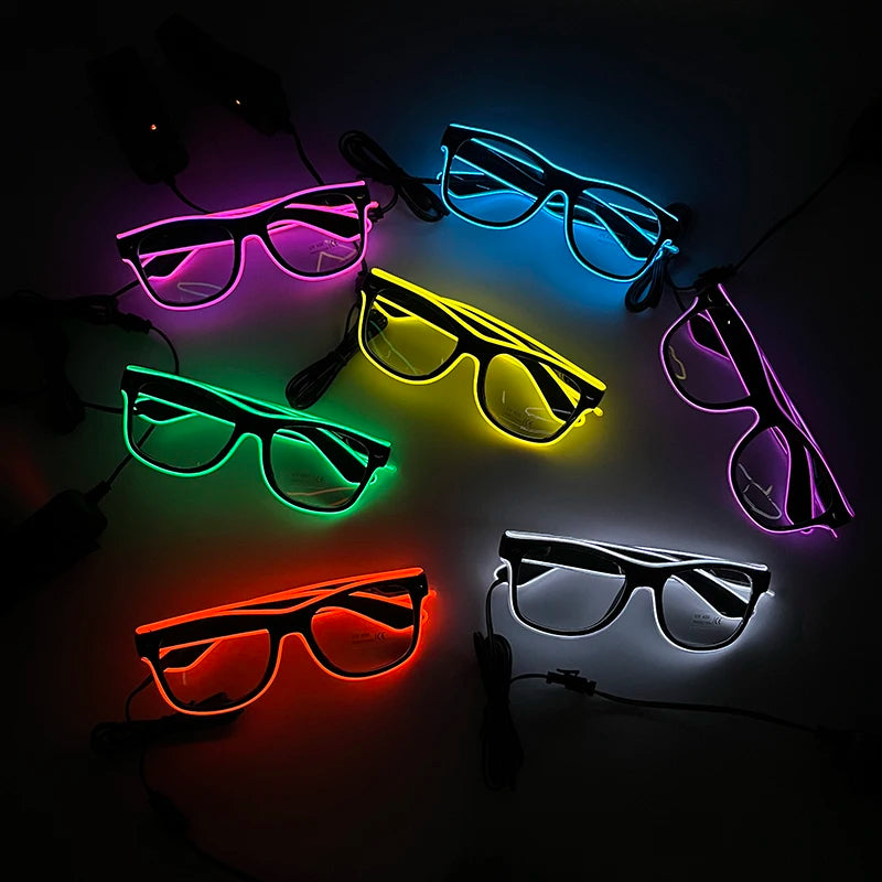 LED Rave Cosplay Glasses – Neon Light Up Festival Goggles for Music Festivals, DJ Parties & Clubs
