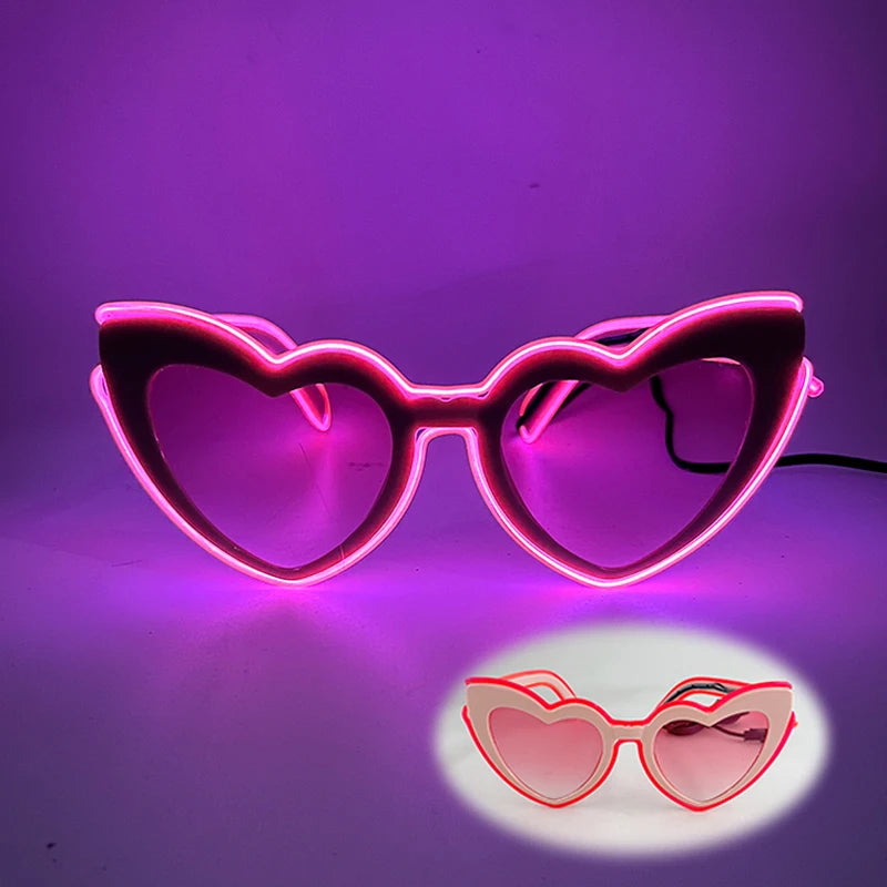 LED Heart Festival Glasses – Light Up Love Heart Sunglasses for Festivals, Parties & Bachelorette Events