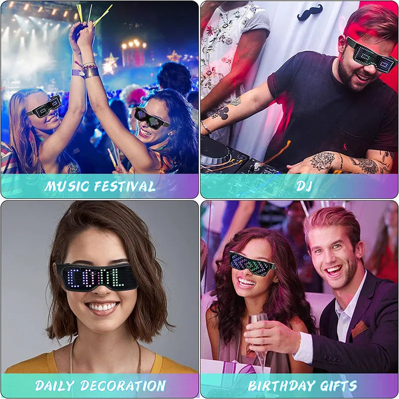 LED Smart Glasses – Bluetooth App Control LED Display Glasses for Music Festivals, Raves & Summer Parties