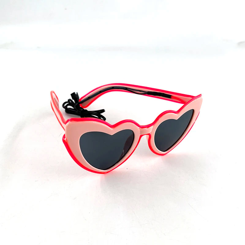 LED Heart Festival Glasses – Light Up Love Heart Sunglasses for Festivals, Parties & Bachelorette Events