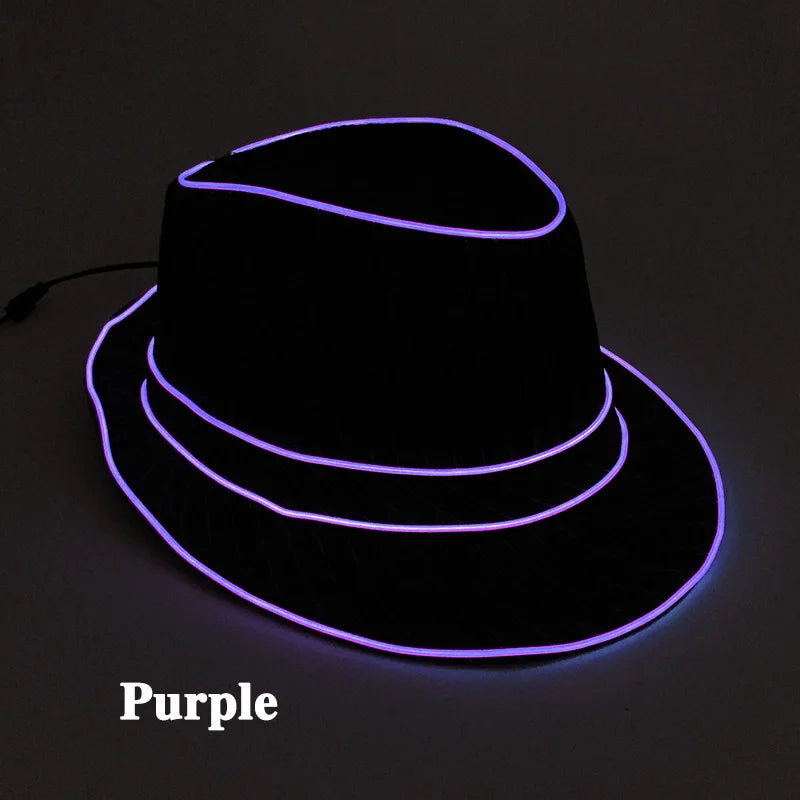 LED Fedora Festival Hat – Light Up Neon Party Hat for Raves, Concerts & Nightclub Events