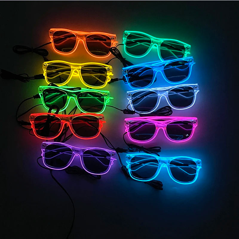 LED Rave Cosplay Glasses – Neon Light Up Festival Goggles for Music Festivals, DJ Parties & Clubs