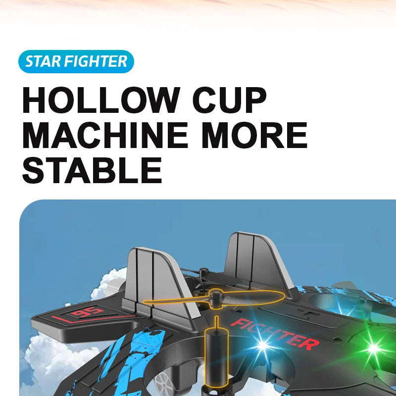 LED Remote Control Fighter Plane – 2.4G RC Foam Glider with Stunt Flight