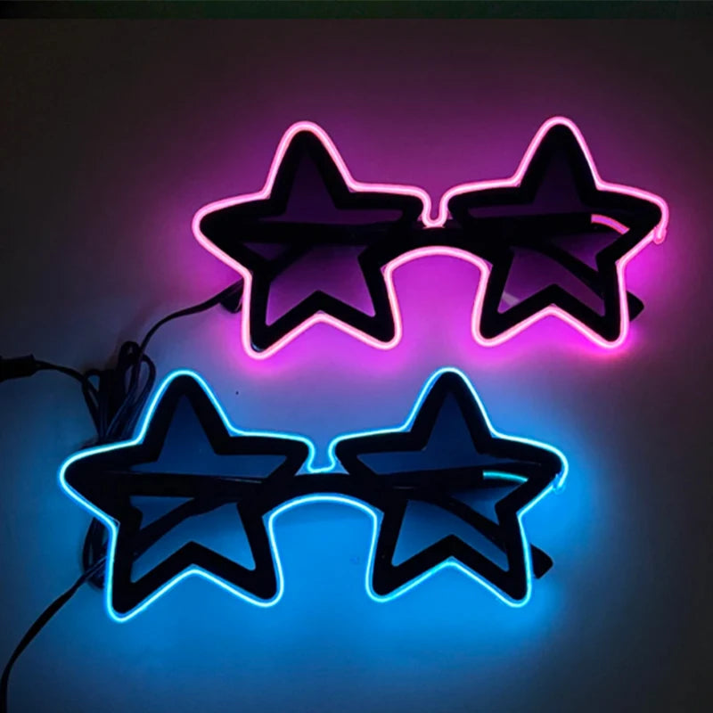 LED Star Festival Glasses – Light Up Rave Party Sunglasses for Festivals, Concerts & Night Events