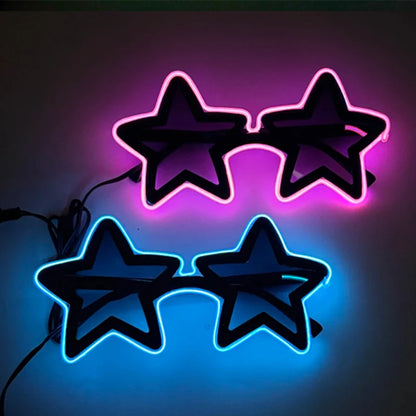 LED Star Festival Glasses – Light Up Rave Party Sunglasses for Festivals, Concerts & Night Events