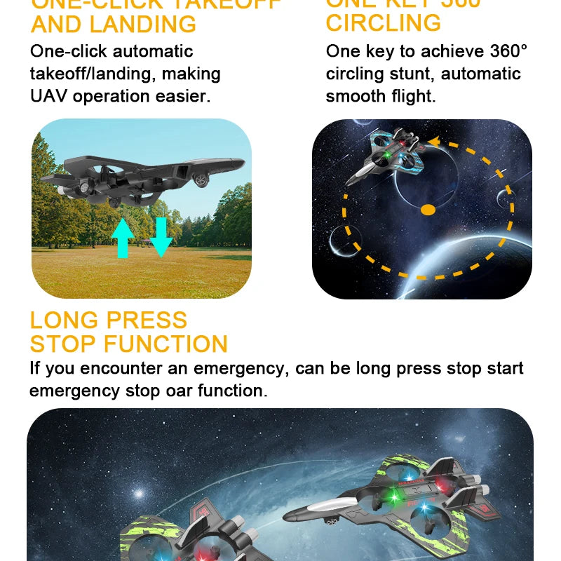 LED Remote Control Fighter Plane – 2.4G RC Foam Glider with Stunt Flight