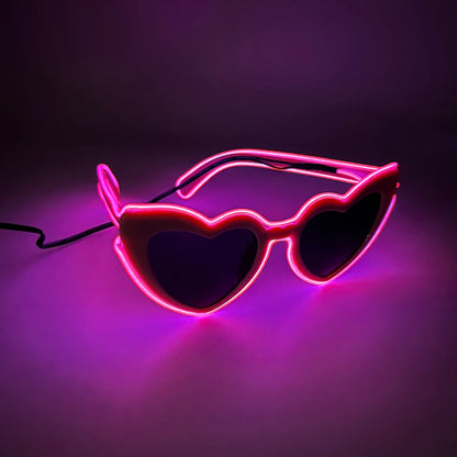 LED Heart Festival Glasses – Light Up Love Heart Sunglasses for Festivals, Parties & Bachelorette Events