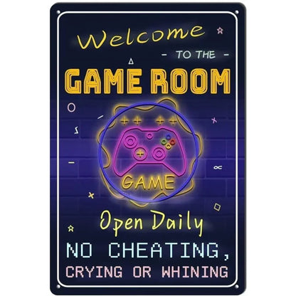 Gaming Room Metal Wall Sign – Retro Gamer Decor for Bedroom or Game Room