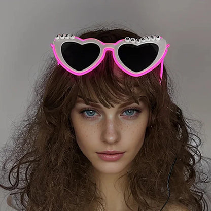LED Heart Festival Glasses – Light Up Love Heart Sunglasses for Festivals, Parties & Bachelorette Events
