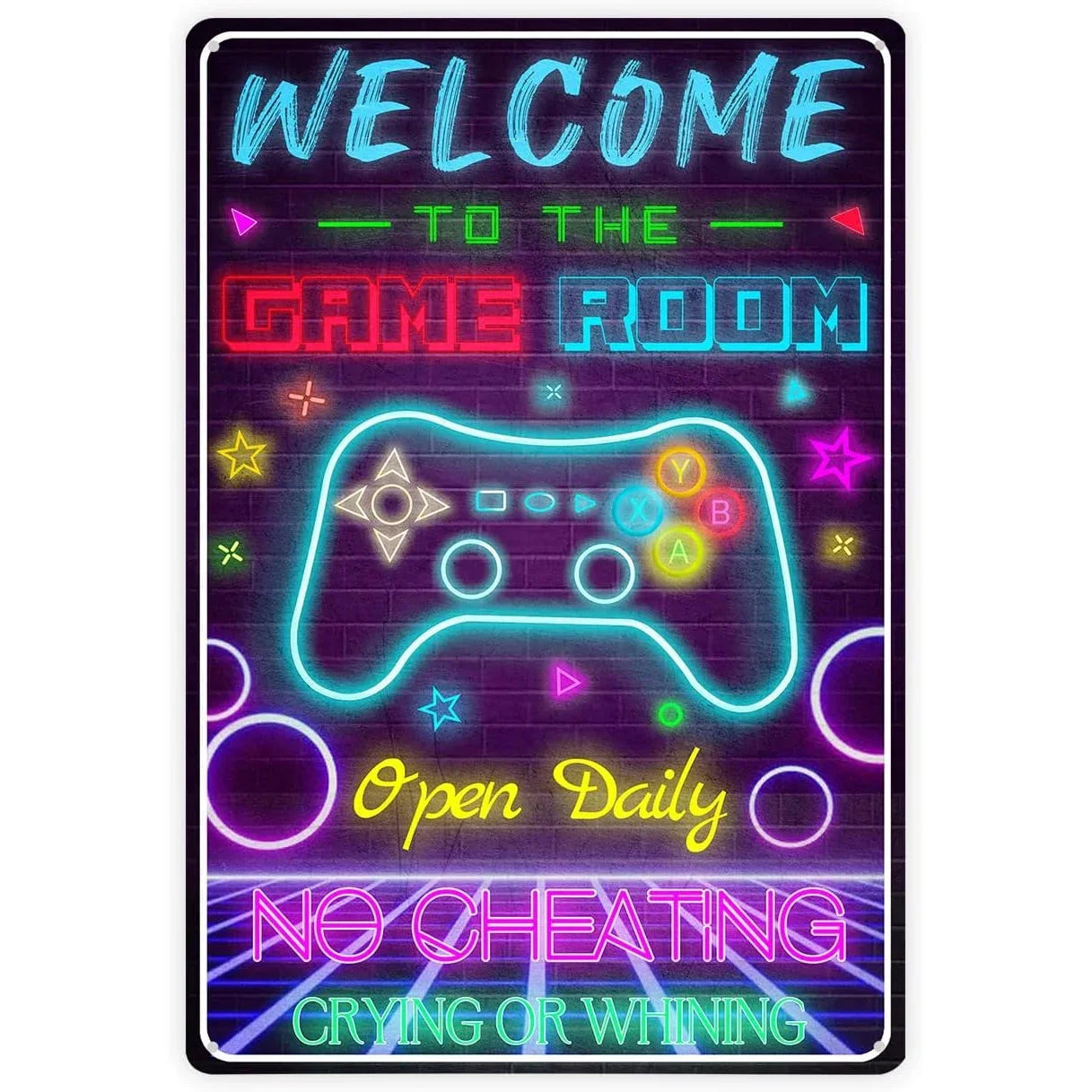 Gaming Room Metal Wall Sign – Retro Gamer Decor for Bedroom or Game Room