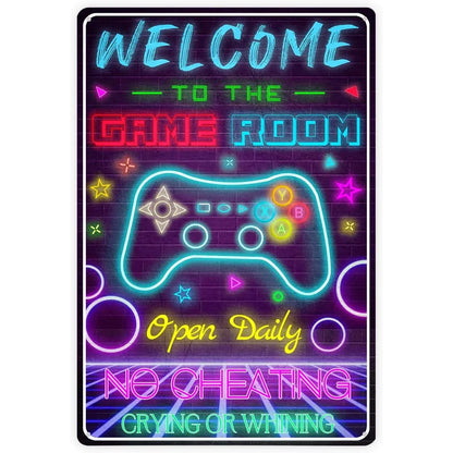 Gaming Room Metal Wall Sign – Retro Gamer Decor for Bedroom or Game Room