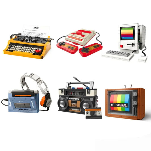 Retro Electronics Building Blocks Set – DIY Mini TV, Computer & Console Brick Models