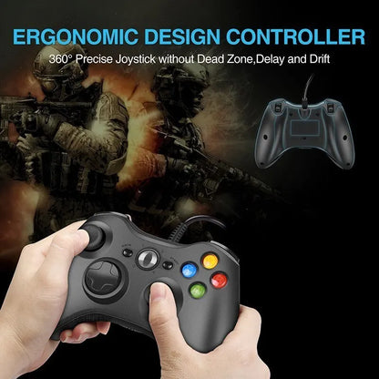 USB Wired Gaming Controller for Xbox 360 and PC – Gamepad with Vibration