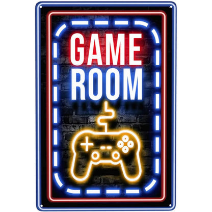 Gaming Room Metal Wall Sign – Retro Gamer Decor for Bedroom or Game Room