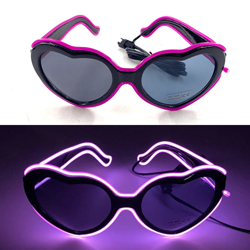 LED Heart Festival Glasses – Light Up Love Heart Sunglasses for Festivals, Parties & Bachelorette Events