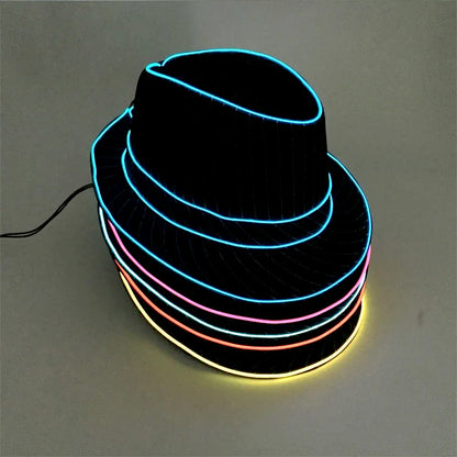 LED Fedora Festival Hat – Light Up Neon Party Hat for Raves, Concerts & Nightclub Events