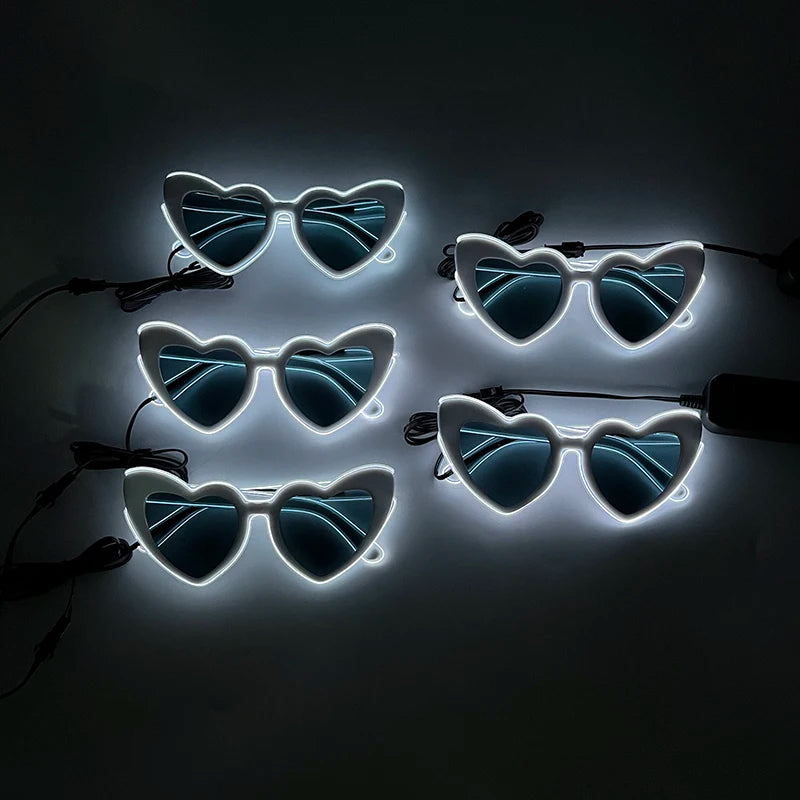 LED Heart Festival Glasses – Light Up Love Heart Sunglasses for Festivals, Parties & Bachelorette Events