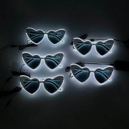 LED Heart Festival Glasses – Light Up Love Heart Sunglasses for Festivals, Parties & Bachelorette Events