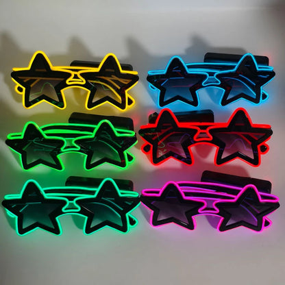 LED Star Festival Glasses – Light Up Rave Party Sunglasses for Festivals, Concerts & Night Events