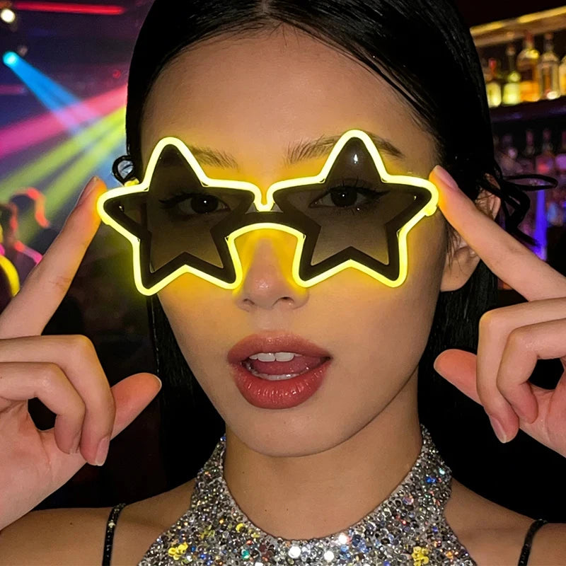 LED Star Festival Glasses – Light Up Rave Party Sunglasses for Festivals, Concerts & Night Events