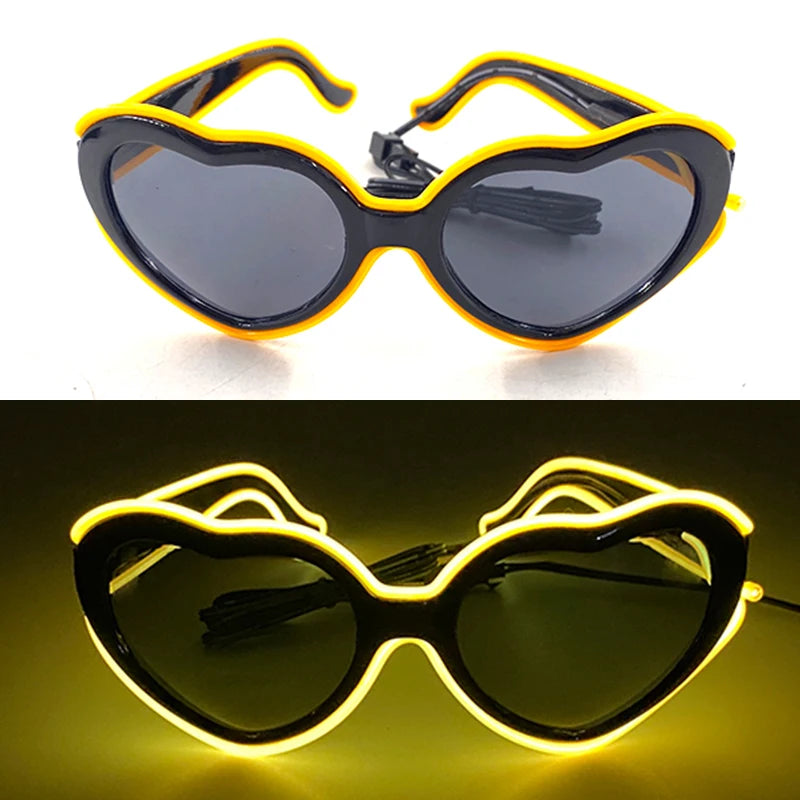 LED Heart Festival Glasses – Light Up Love Heart Sunglasses for Festivals, Parties & Bachelorette Events