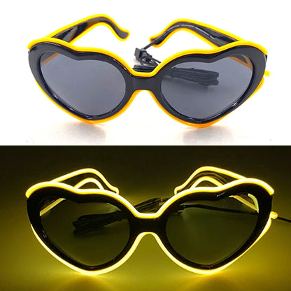 LED Heart Festival Glasses – Light Up Love Heart Sunglasses for Festivals, Parties & Bachelorette Events