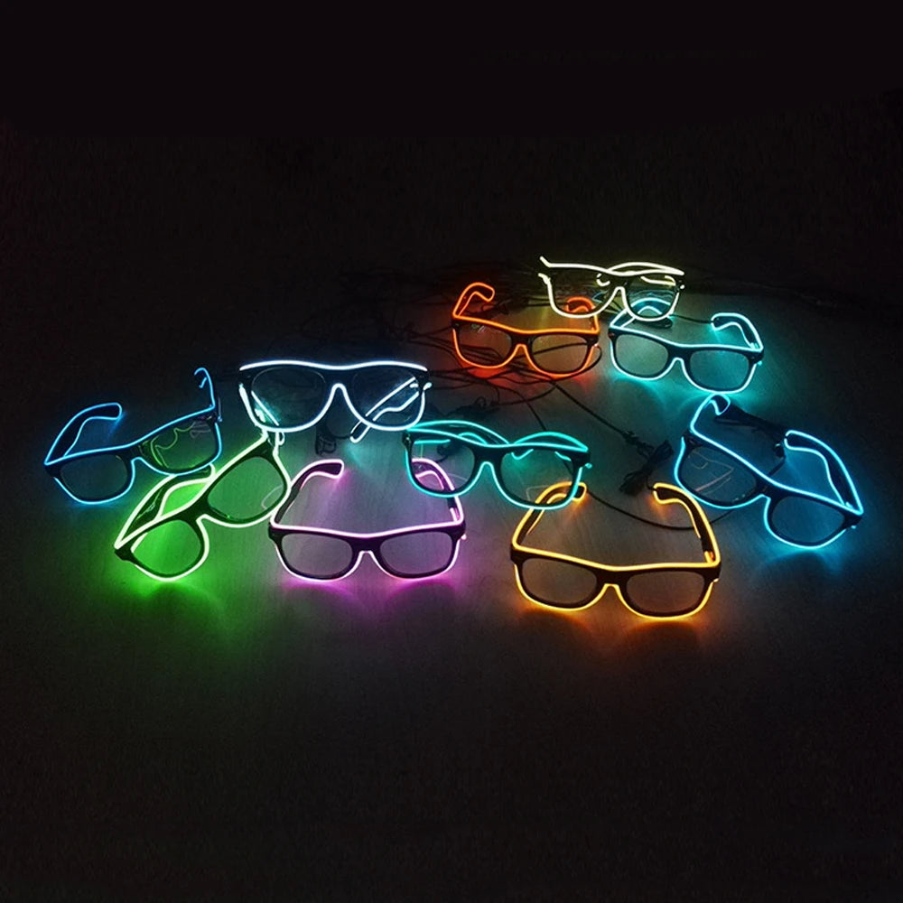 EL Wire LED Festival Glasses – Flashing Light Up Party Sunglasses for Rave Festivals & Night Events