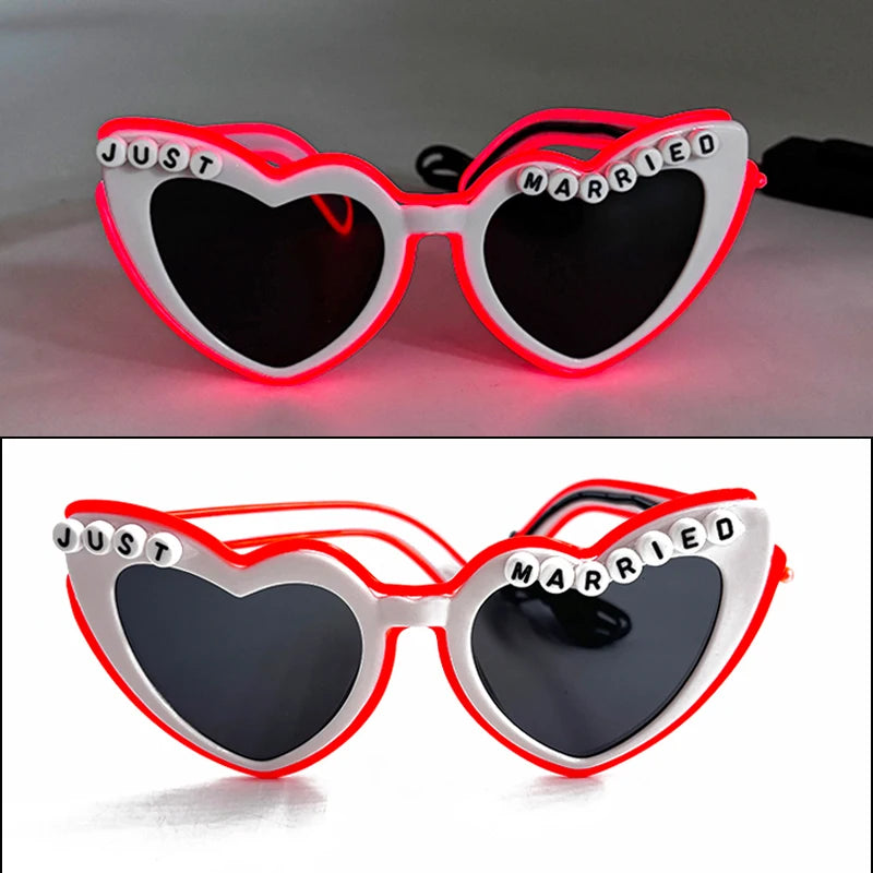 LED Heart Festival Glasses – Light Up Love Heart Sunglasses for Festivals, Parties & Bachelorette Events