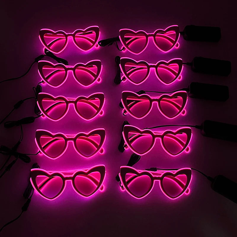 LED Heart Festival Glasses – Light Up Love Heart Sunglasses for Festivals, Parties & Bachelorette Events